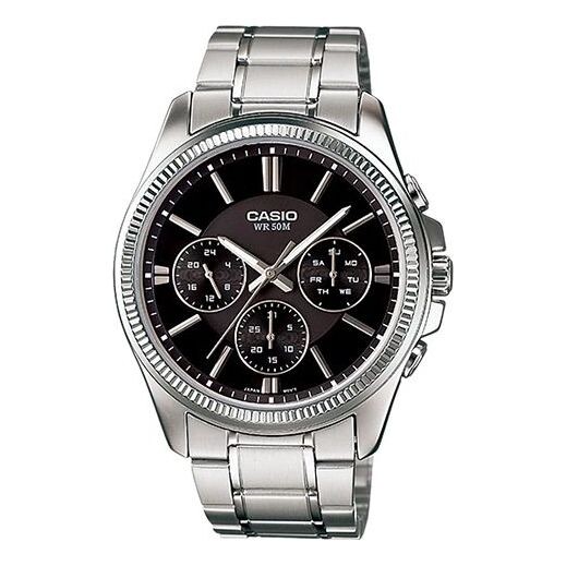 

Часы CASIO Waterproof Quartz Stainless Steel Strap Mens Black Analog, черный