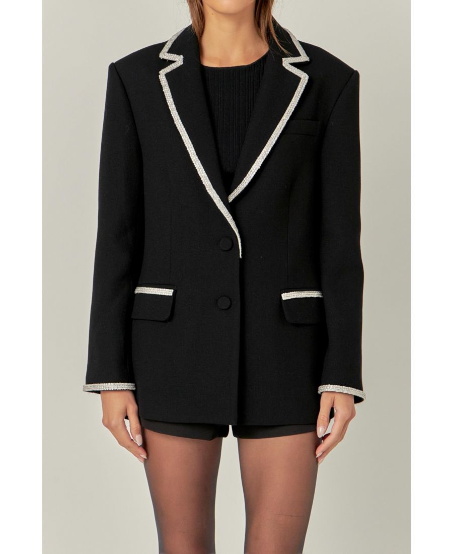 

Женская куртка с отделкой стразами English Factory, Black