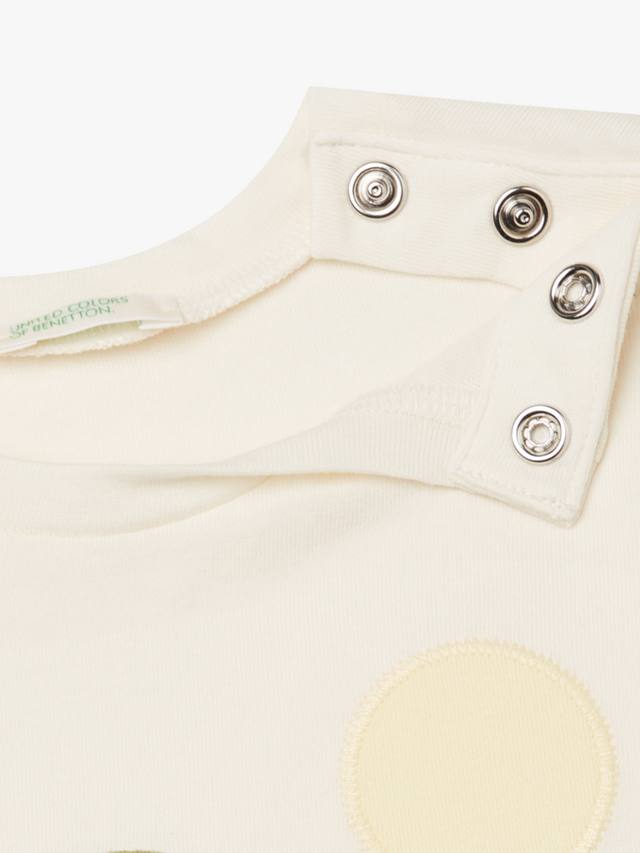 Футболка с аппликацией из хлопка в виде пальмы Benetton, White Cream — фото 3