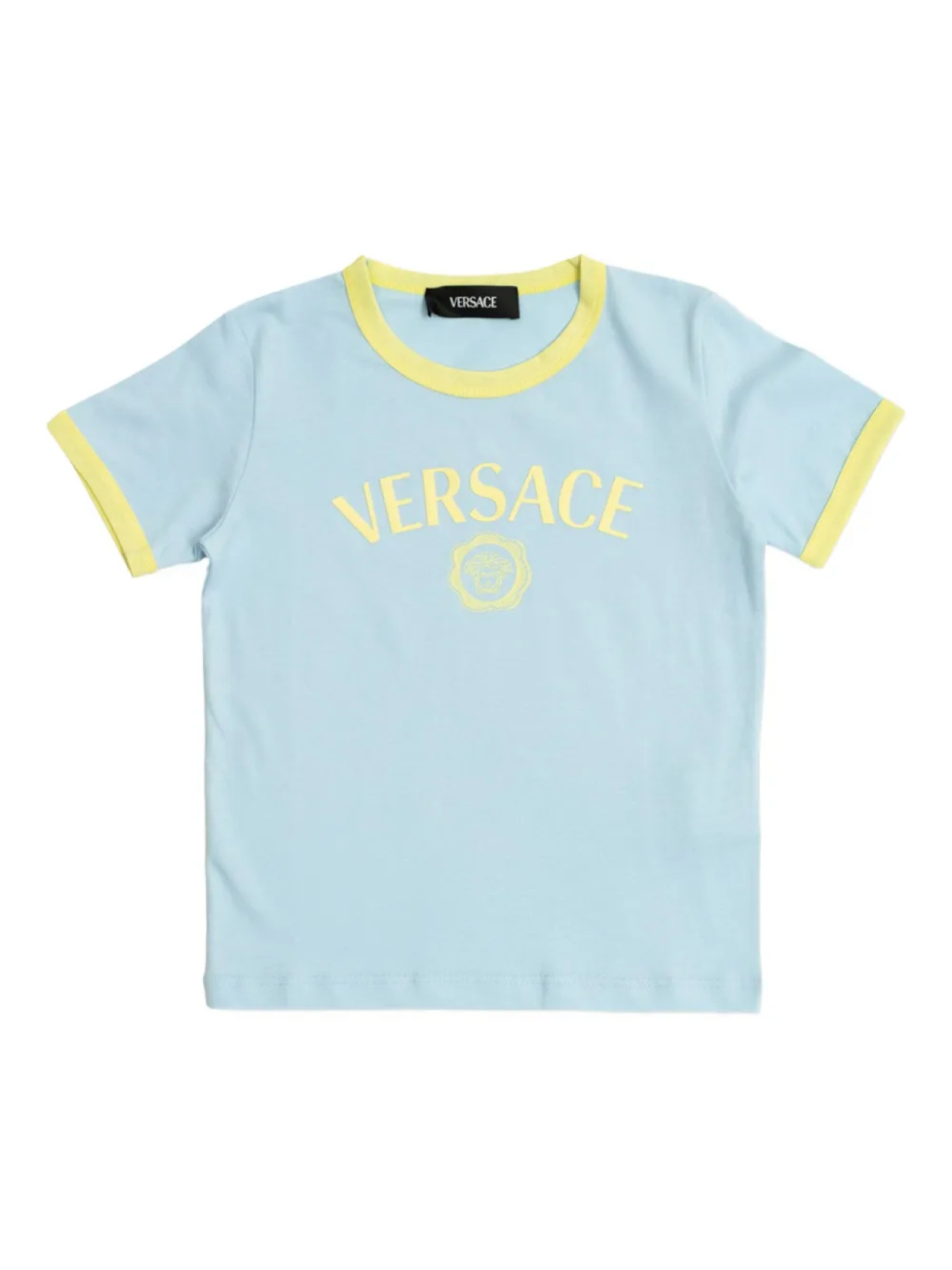 

Футболка с круглым вырезом и принтом логотипа Versace Kids, синий