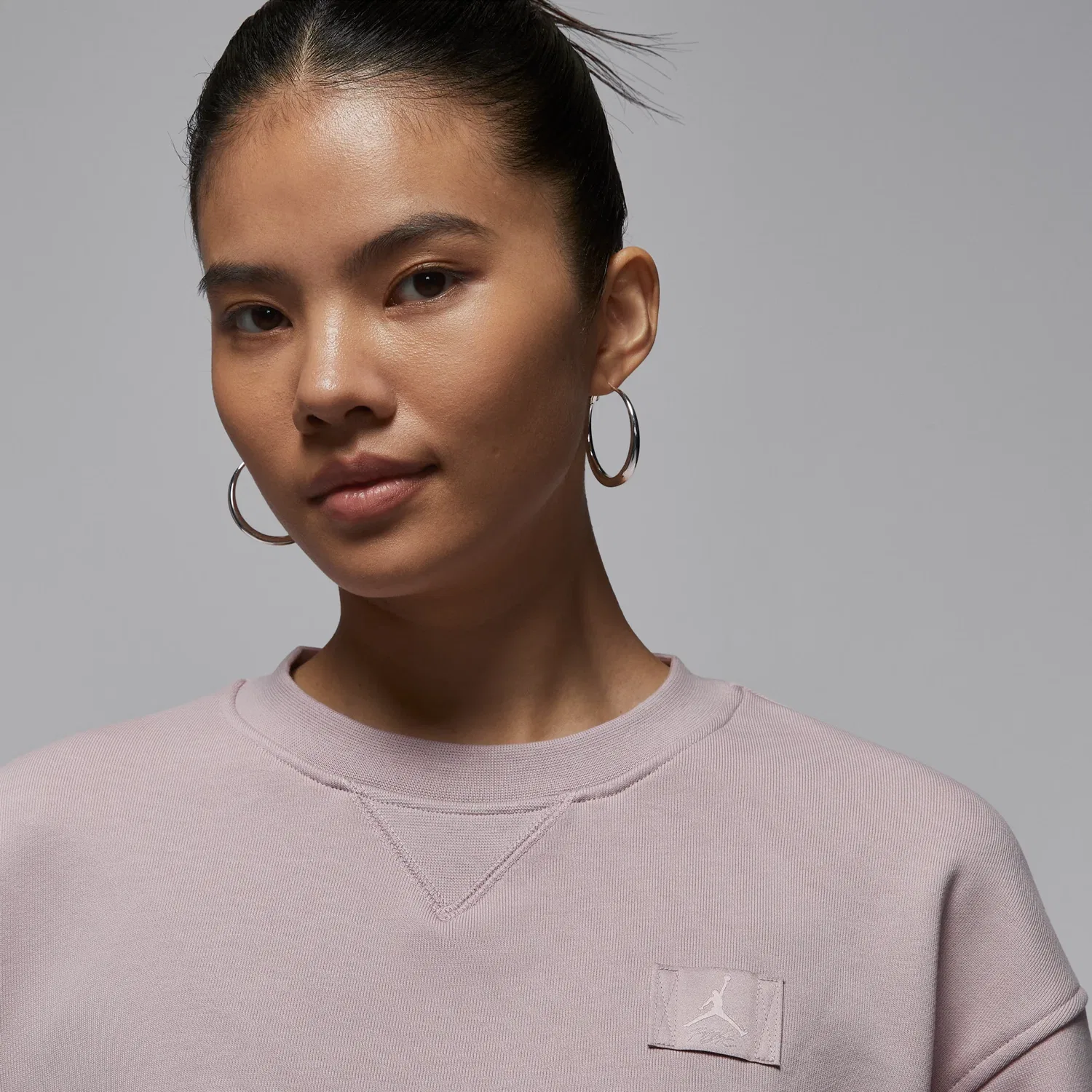Толстовка Air Jordan Flight Fleece средней длины с круглым вырезом, розовый — фото 2