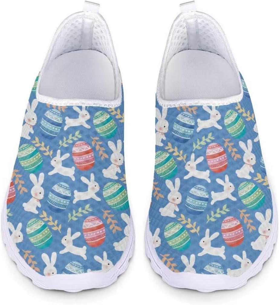 

Рождественские кроссовки Jeiento для женщин и мужчин, модные сетчатые спортивные кроссовки для повседневной носки, противоскользящие, дышащие тренеры сетчатые кроссовки, Easter Bunny＆egg