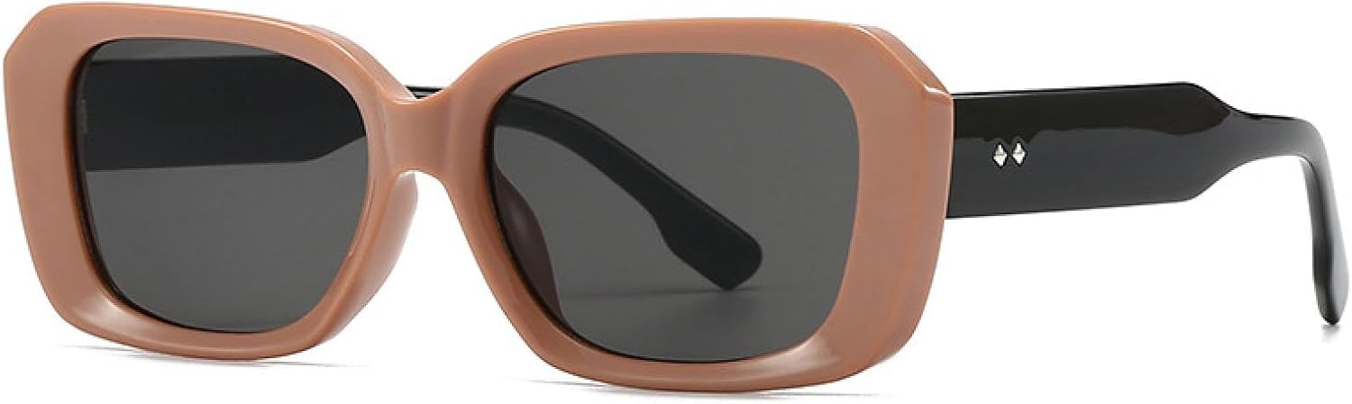 

Модные солнцезащитные очки Polygon для женщин в стиле ретро, ​​конфетные цвета, прозрачный градиент, защита от УФ-излучения UV400; мужские солнцезащитные очки с заклепками TVTBBVV, Brown Black Gray