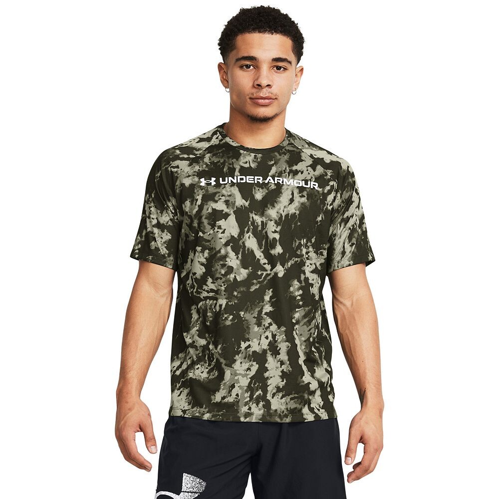 

Камуфляжная футболка с короткими рукавами Big & Tall Under Armour Tech ABC, цвет Marine Od Green