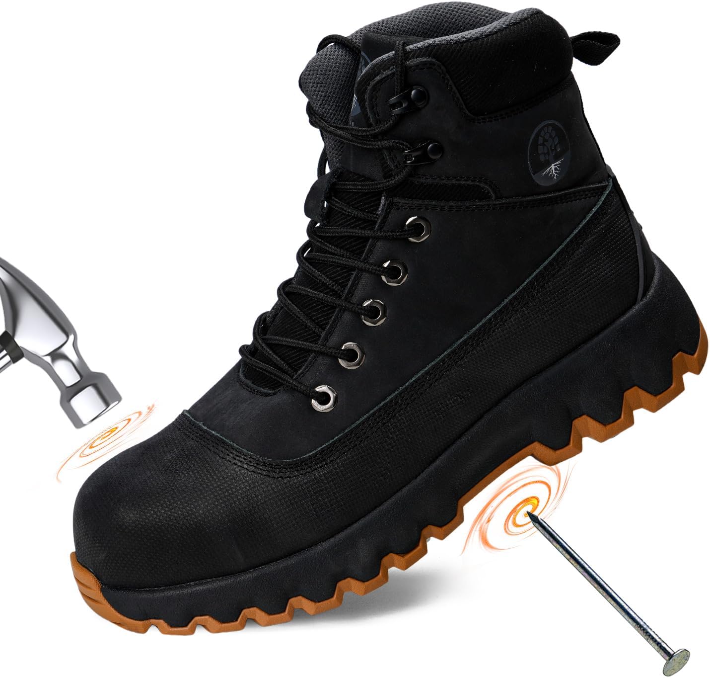 

Мужские ботинки Peeldicou с композитным носком, для мужчин, из натуральной кожи, с резиновой подошвой, противоскользящие, водонепроницаемые, для промышленности и строительства, черный