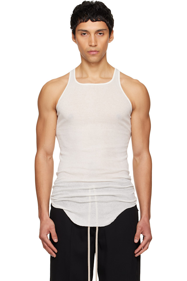 

Rick Owens Белая базовая ребристая майка с изображением храма