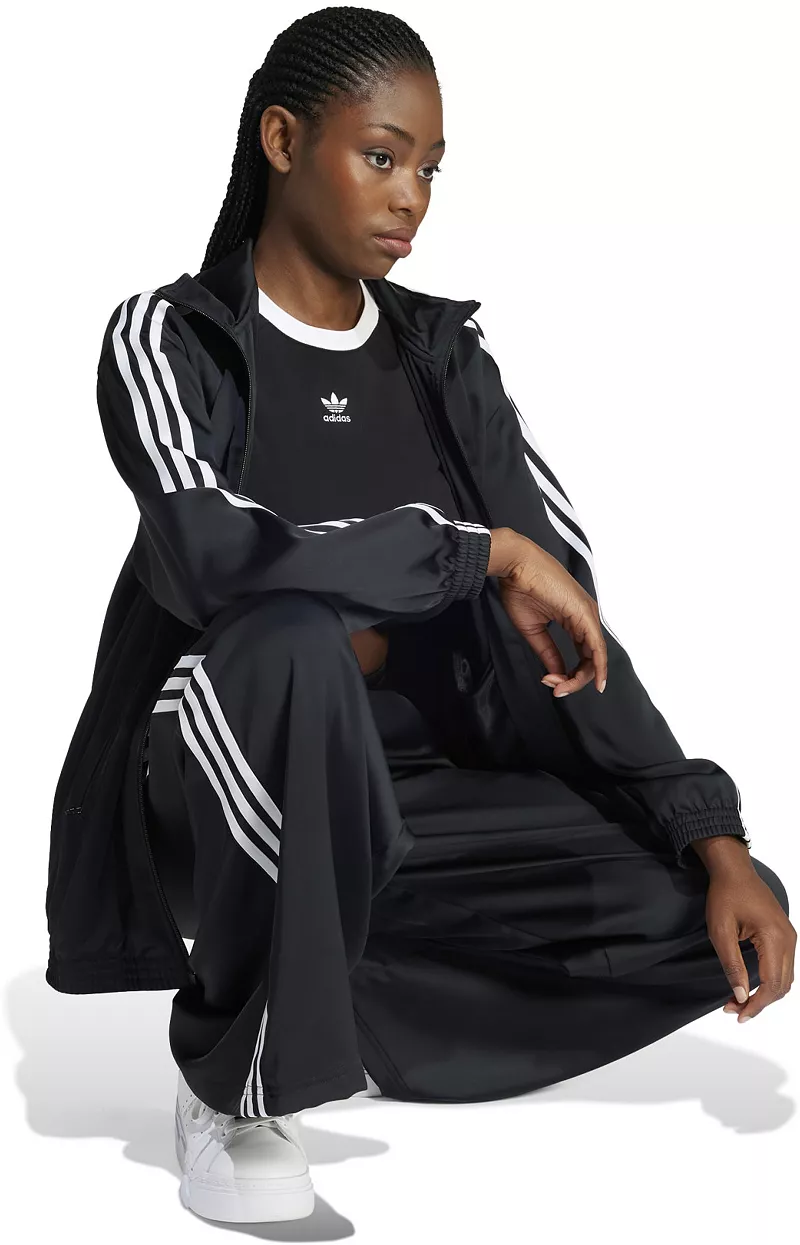 Женские атласные широкие спортивные брюки Adidas Originals Adicolor, черный — фото 2