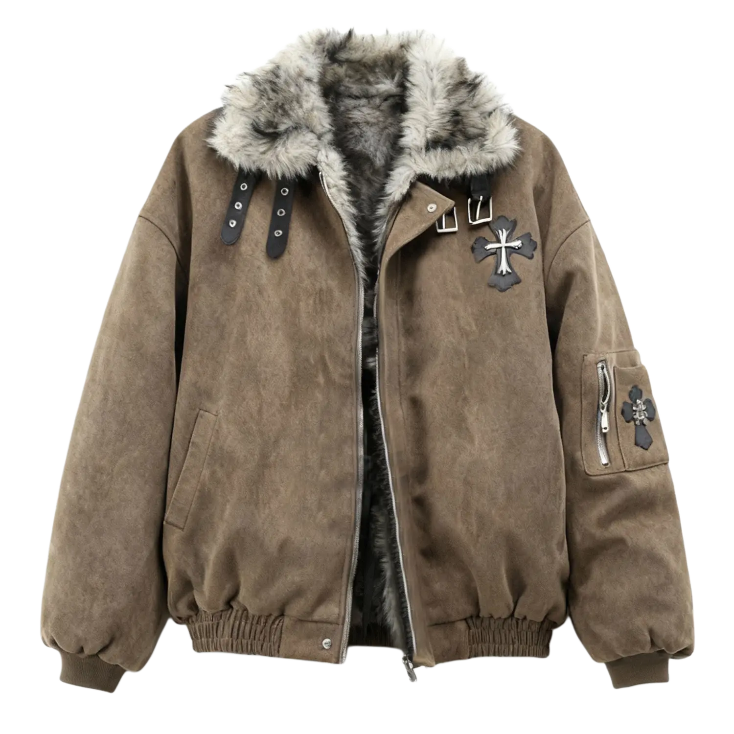 

Пуховик Unisex Lapel Fleece lined Others X1617, коричневый mountain hawk puffer jacket
