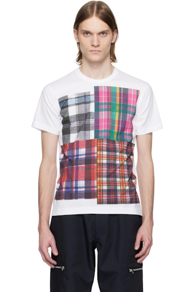 

Белая футболка с принтом «тартан-квадрат» Comme des Garçons Shirt