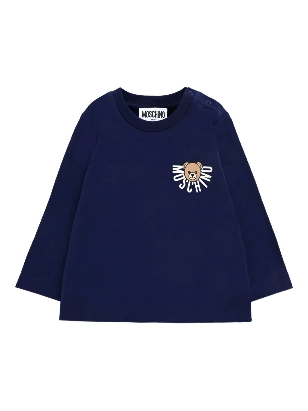 

Футболка с длинными рукавами и принтом Moschino Kids, синий