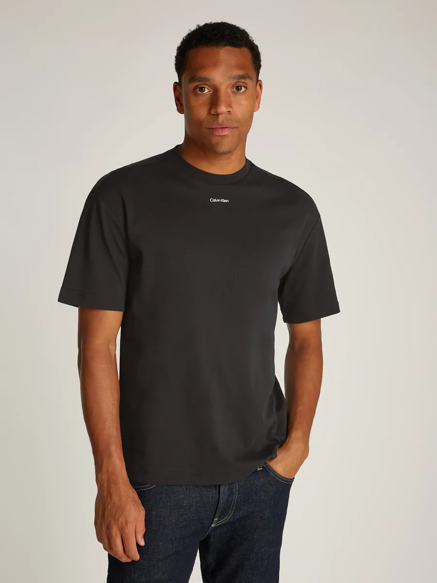 

Футболка Calvin Klein "NANO LOGO INTERLOCK T-SHIRT" с надписью-логотипом, цвет Ck Black