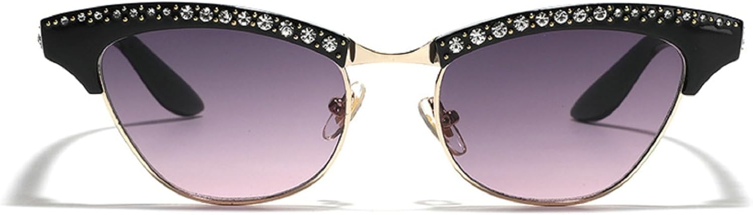 

Солнцезащитные очки «кошачий глаз» в маленькой оправе для женщин, винтажные, с металлическим покрытием и стразами, милые солнцезащитные очки с бриллиантами mincl, Purple