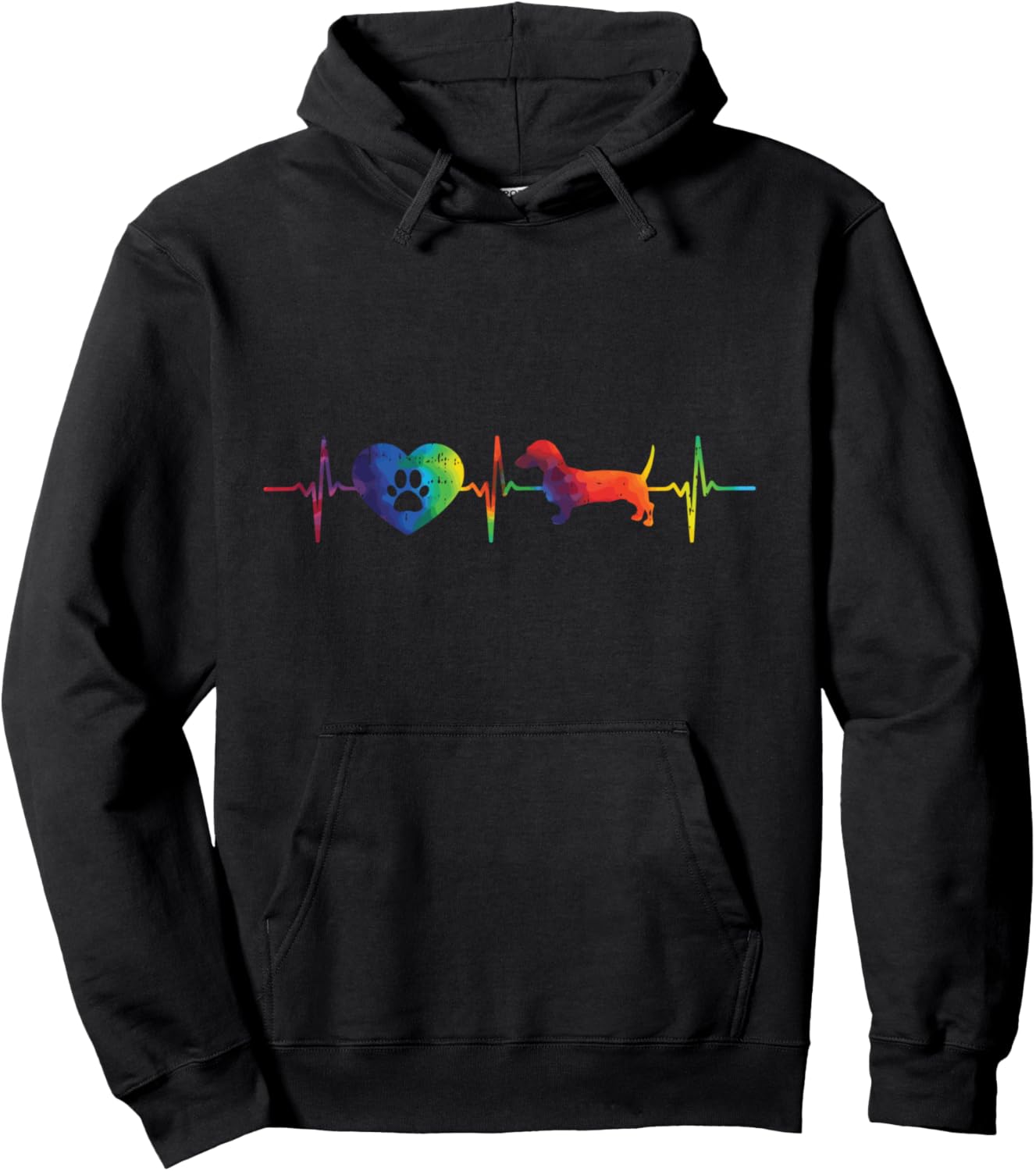 

Толстовка с капюшоном «Heartbeat Paw Dachshund Tie Dye Wine Dog Hippie Hippie Gift» Boredkoalas Dachshund Clothes Wiener Dog Gifts, черный