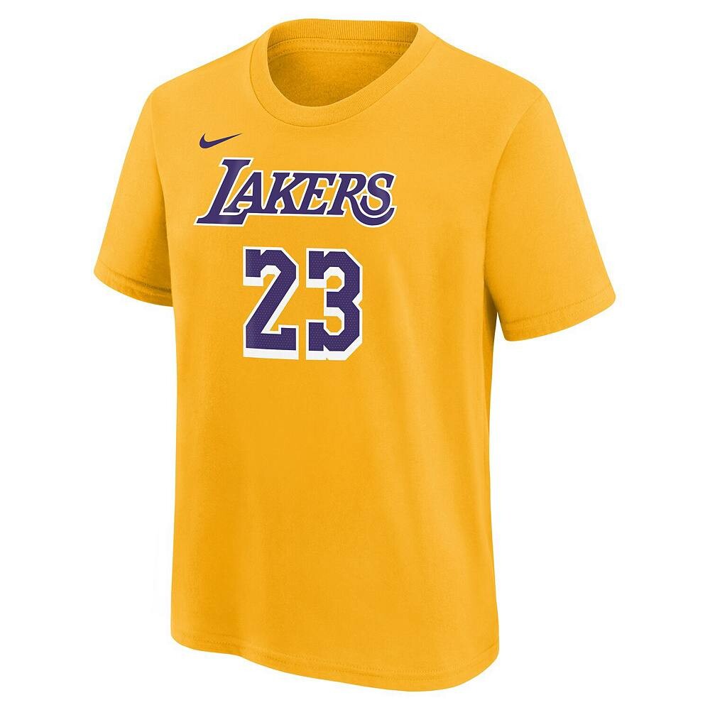 Молодежная футболка LeBron James Gold со значком «Лос-Анджелес Лейкерс» с именем и номером Nike, цвет Lak Gold — фото 3