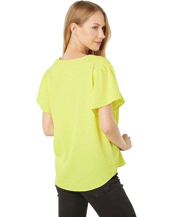 

Блуза Vince Camuto Short Sleeve Split-Neck Dot Blouse, цвет Chartreuse