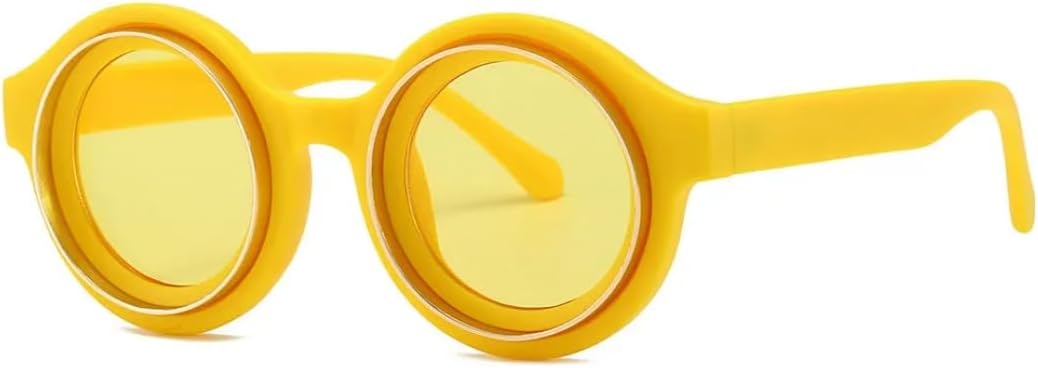 

Солнцезащитные очки с защитой UV400 | Круглая панк-оправа, легкая конструкция | для женщин и мужчин, для занятий спортом на открытом воздухе и вождения DSVIGF, Yellow Yellow