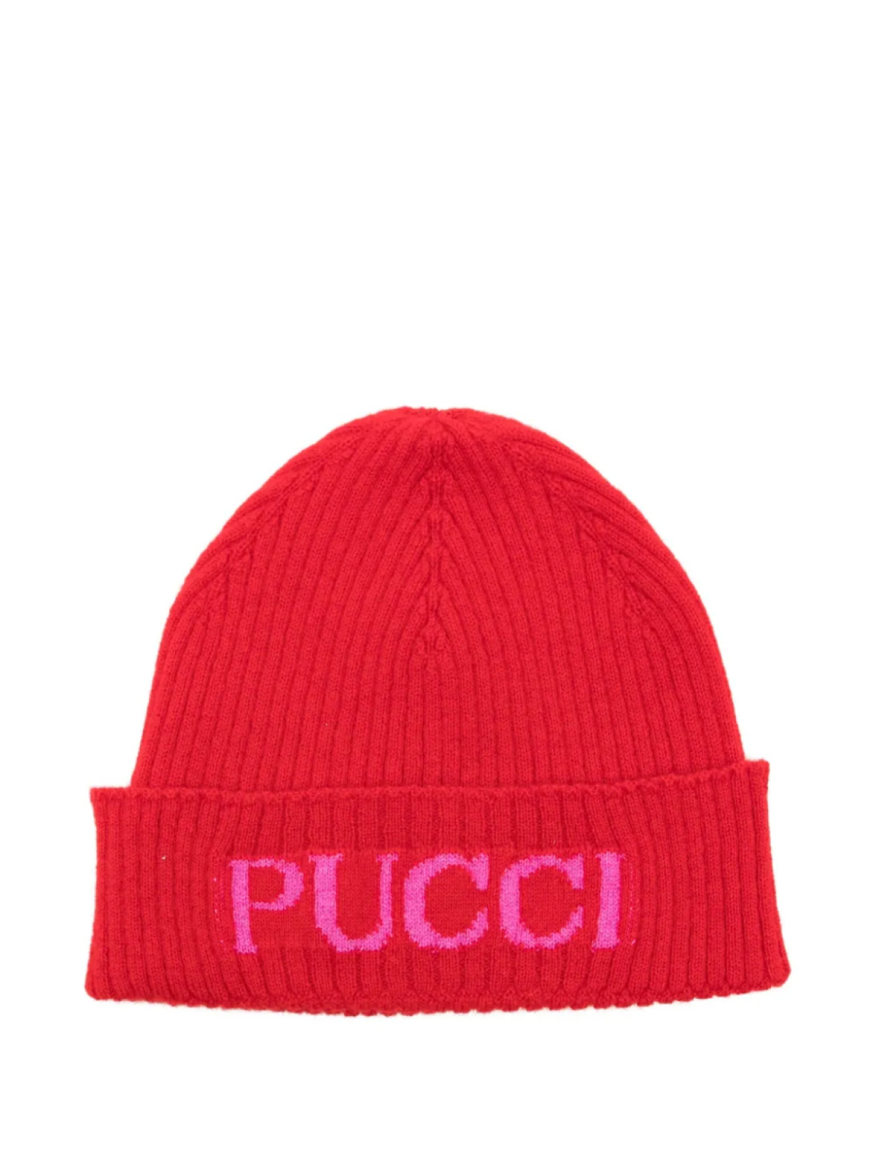 

PUCCI Junior шапка-бини с логотипом и интарсией, красный