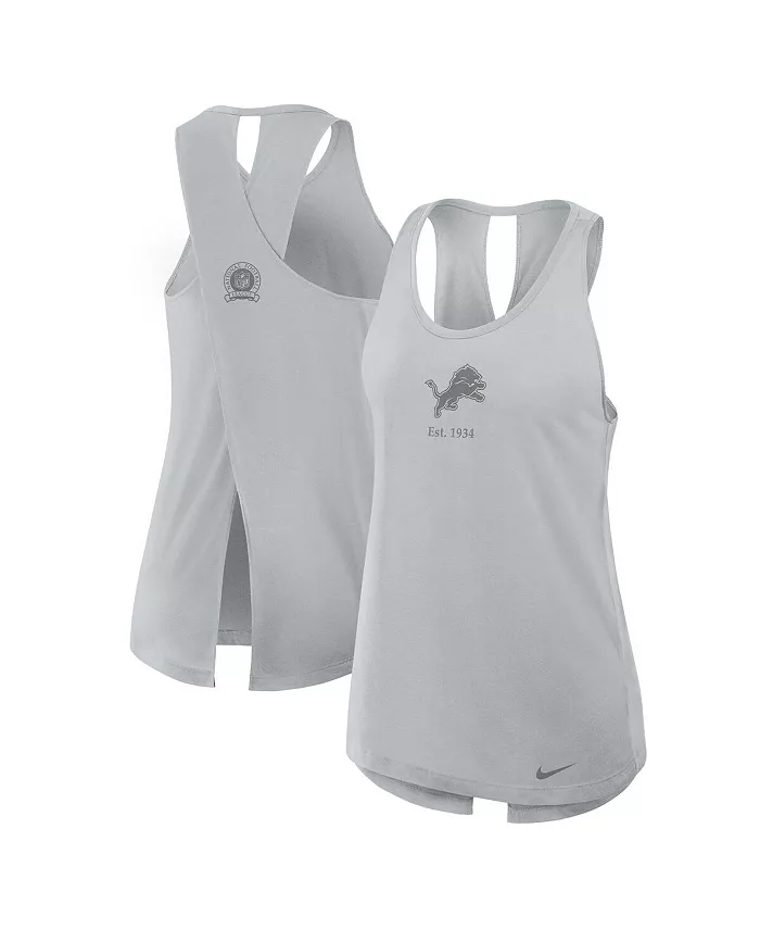 

Женская серая майка-топ Detroit Lions Glory Crisscross Performance Nike