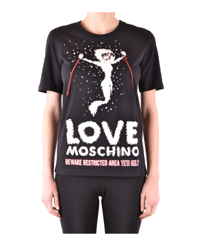 

Черная хлопковая футболка с коротким рукавом Love Moschino, черный