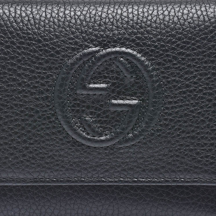 GUCCI Женский бумажник из личи грайн коровьей кожи черный — фото 4