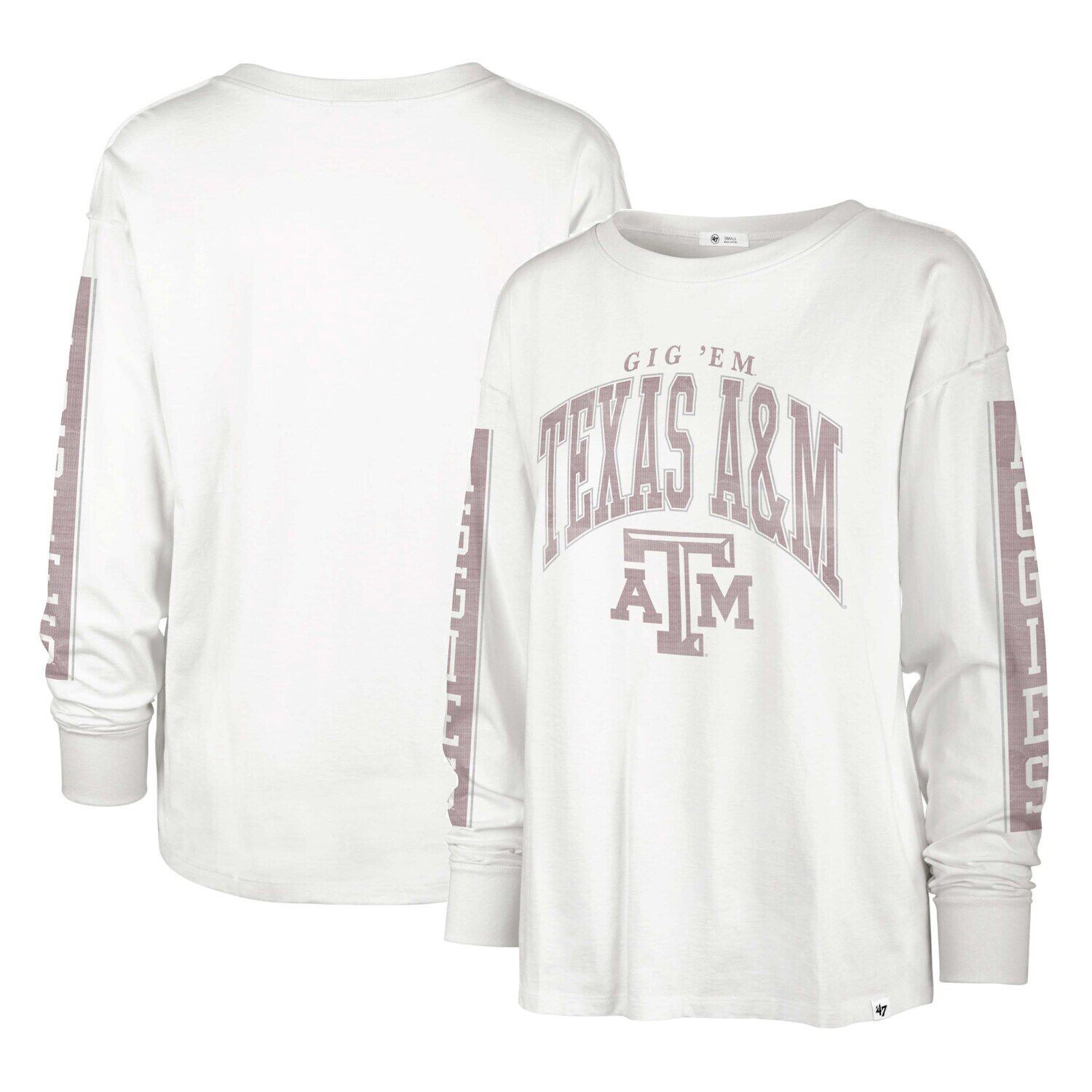 

Женская белая футболка с длинными рукавами '47 Texas A&M Aggies SOA 3-Hit, Белый, Женская белая футболка с длинными рукавами '47 Texas A&M Aggies SOA 3-Hit