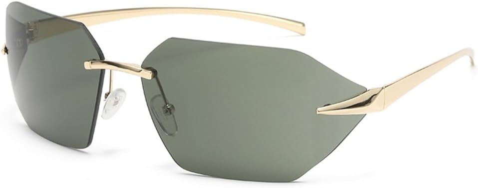 

Мужские солнцезащитные очки Polygon для велоспорта, модные спортивные очки без оправы с защитой от УФ-излучения UV400, женские трендовые металлические солнцезащитные очки KTUCN, Gold Green