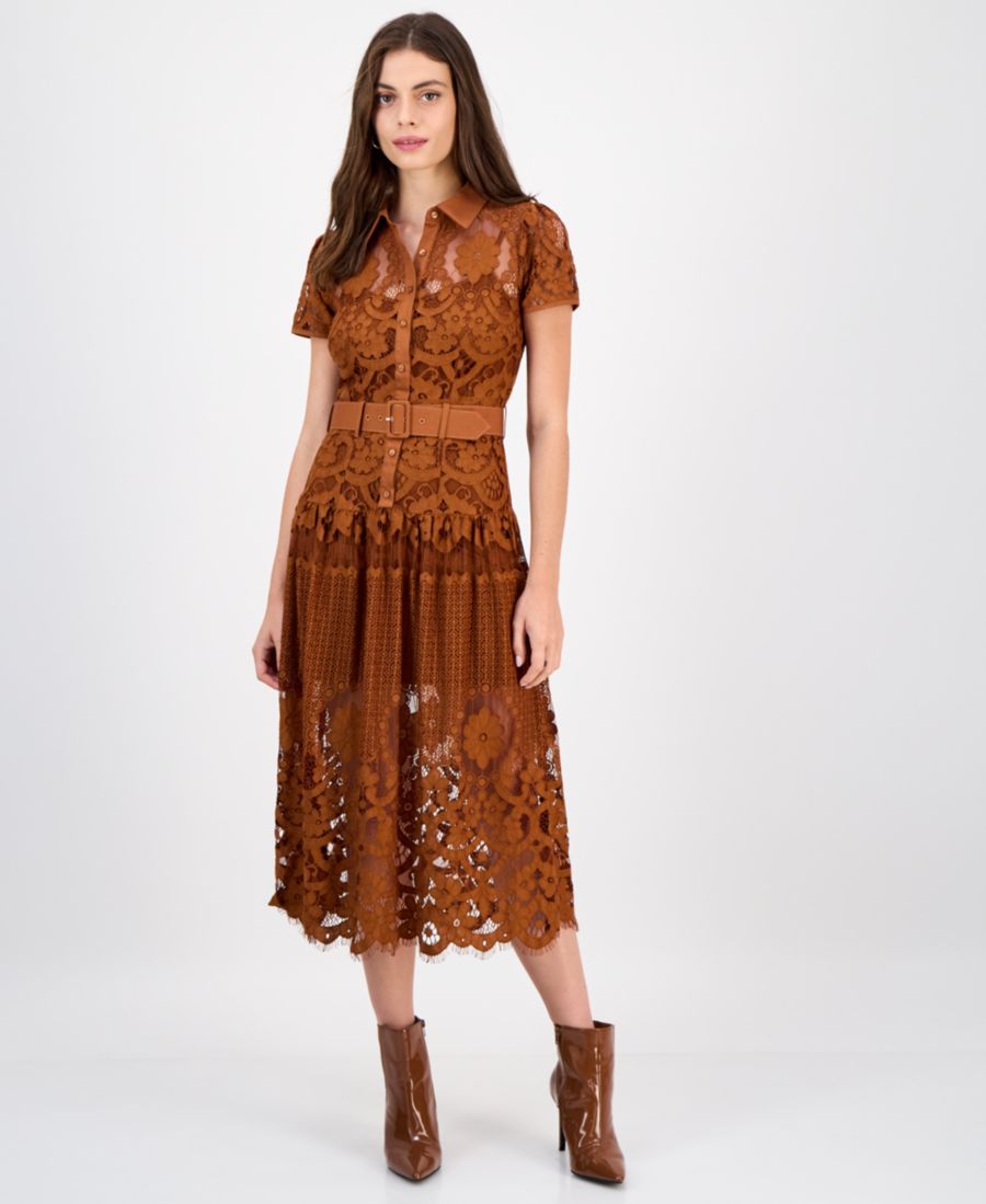 

Женское кружевное платье миди Jolene с воротником RACHEL Rachel Roy, Medium Brown