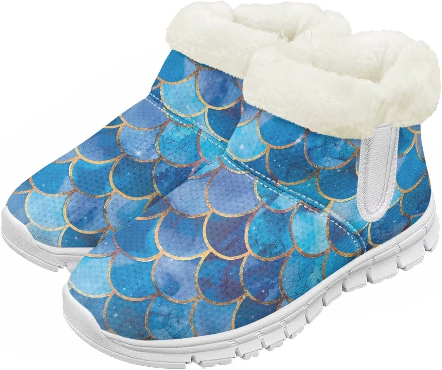 

Pzuqiu Детские зимние сапоги с теплым мехом, милый принт для мальчиков и девочек, малышей/детей/старших детей для прогулок на улице, белая подошва