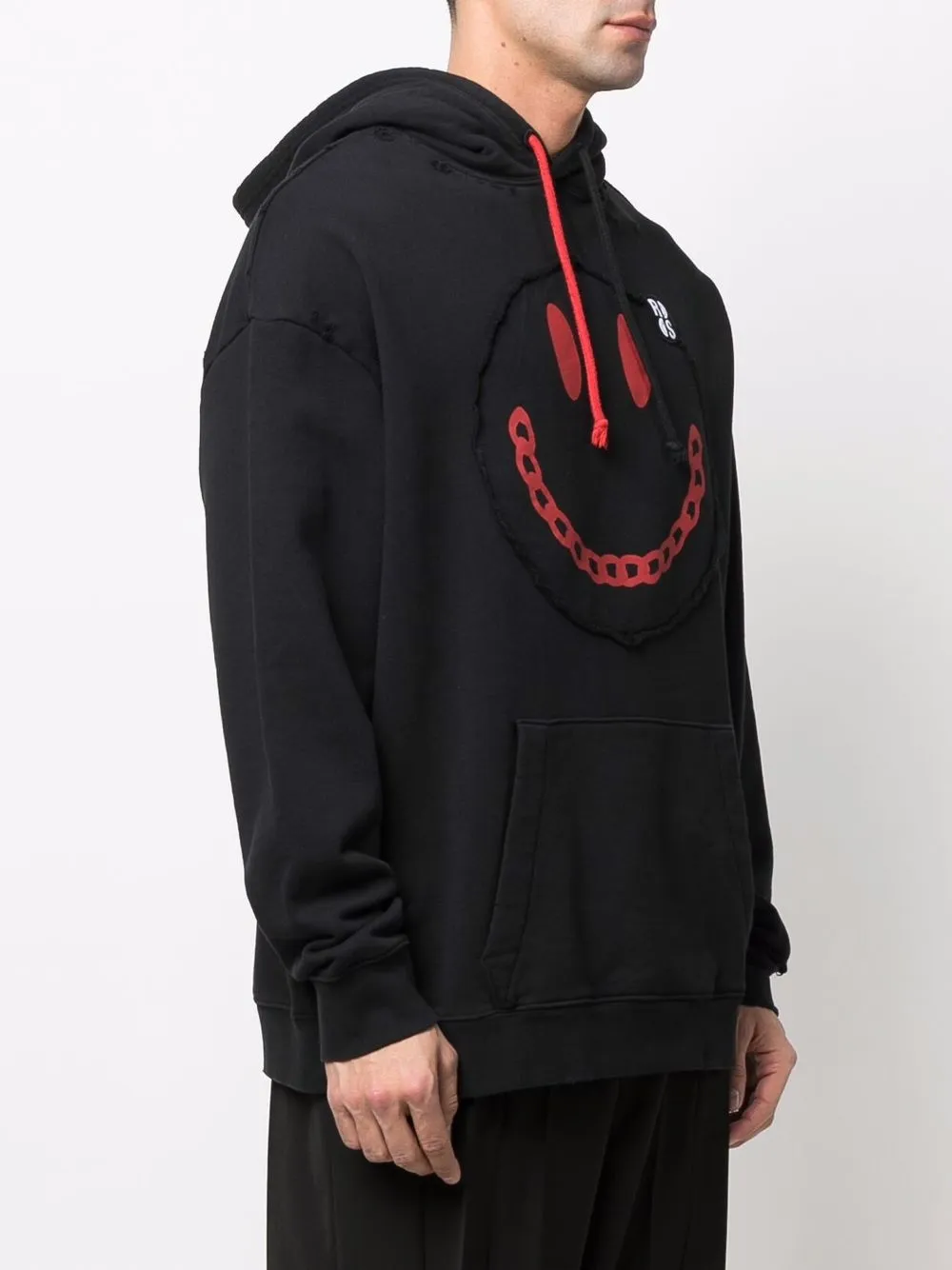 Худи с эффектом потертости из коллаборации со Smiley Raf Simons, черный — фото 3