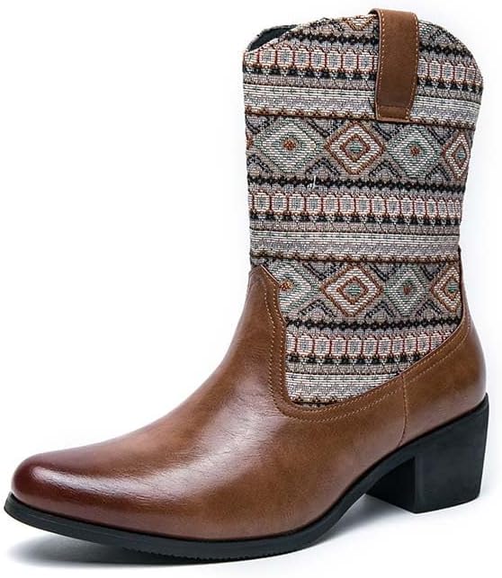 

Мужские ковбойские сапоги, на молнии, мужские ковбойские сапоги, байкерские сапоги, вышивка в западном стиле, классические ковбойские сапоги, сапоги для деревни, противоскользящие, прочные Generic, коричневый