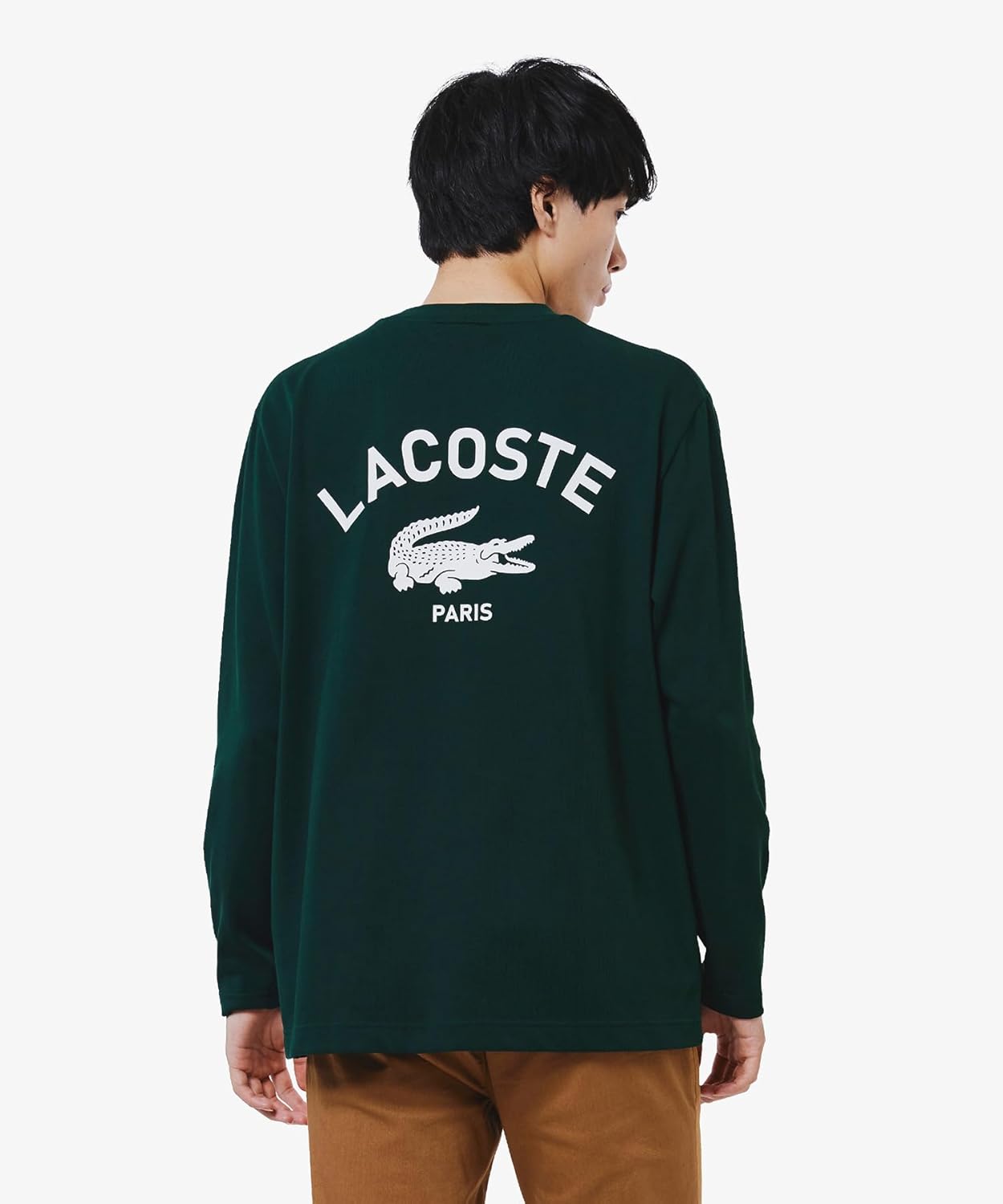 Мужская футболка Lacoste (официальная) с логотипом Paris, плотная ткань, темно-зеленый — фото 2