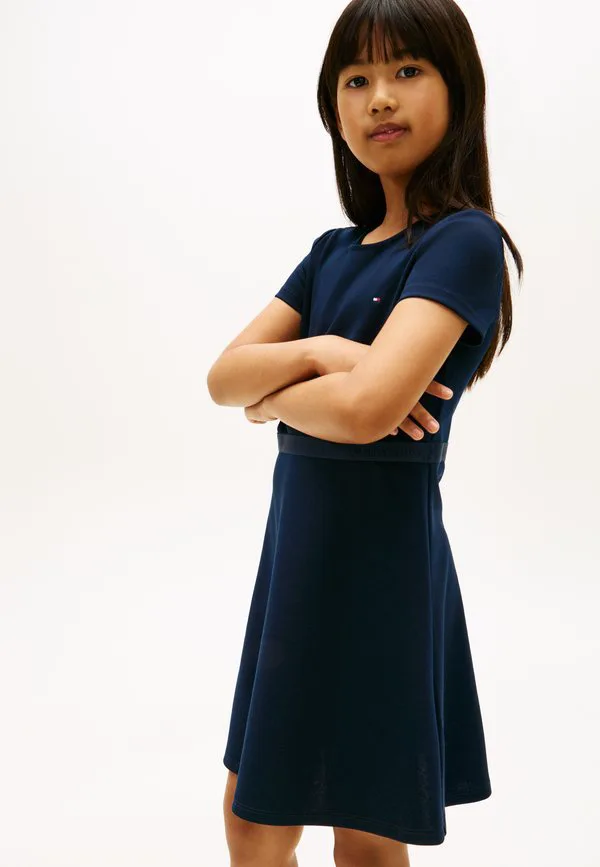 Платье-Скейтер с коротким рукавом, трикотажное платье Tommy Hilfiger, Dark Night Navy
