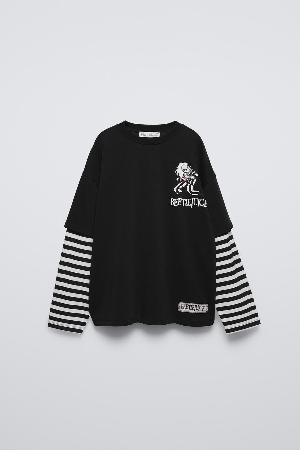 

Футболка beetlejuice с двумя полосами на рукавах ZARA, черный