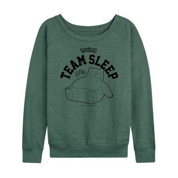 

Женская футболка с длинным рукавом Pokemon Snorlax Team Sleep из мягкого френч-терри Licensed Character, зеленый