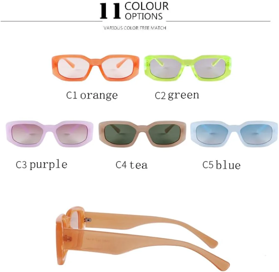 

Солнцезащитные очки прямоугольной формы для женщин, оранжево-зеленые линзы, нестандартная оправа, для мужчин, защита от УФ-излучения UV400 для женщин VFDHN, 4