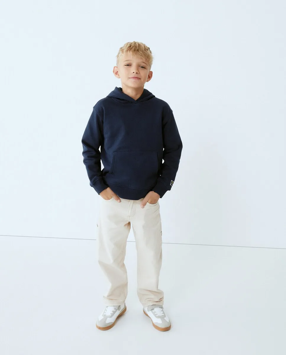

Однотонная закрытая детская толстовка с капюшоном Kids El Corte Inglés, темно-синий