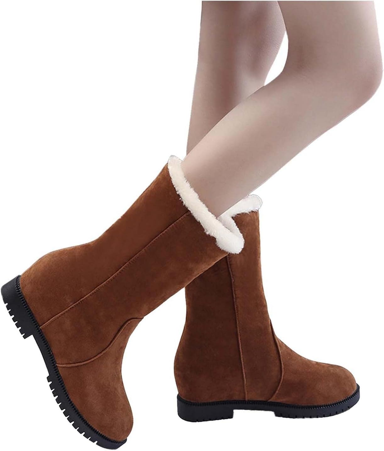 

Зимние снежные ботинки Hbeylia для женщин и девушек, модные уютные тепле ботинки с искусственным мехом, подкладка из замши, круглый носок, коричневый