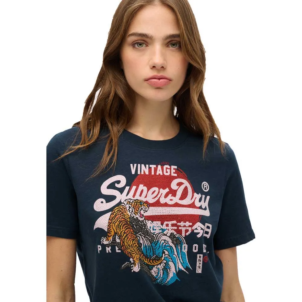 Футболка с коротким рукавом Superdry Vl Tokyo Relaxed, синий — фото 2