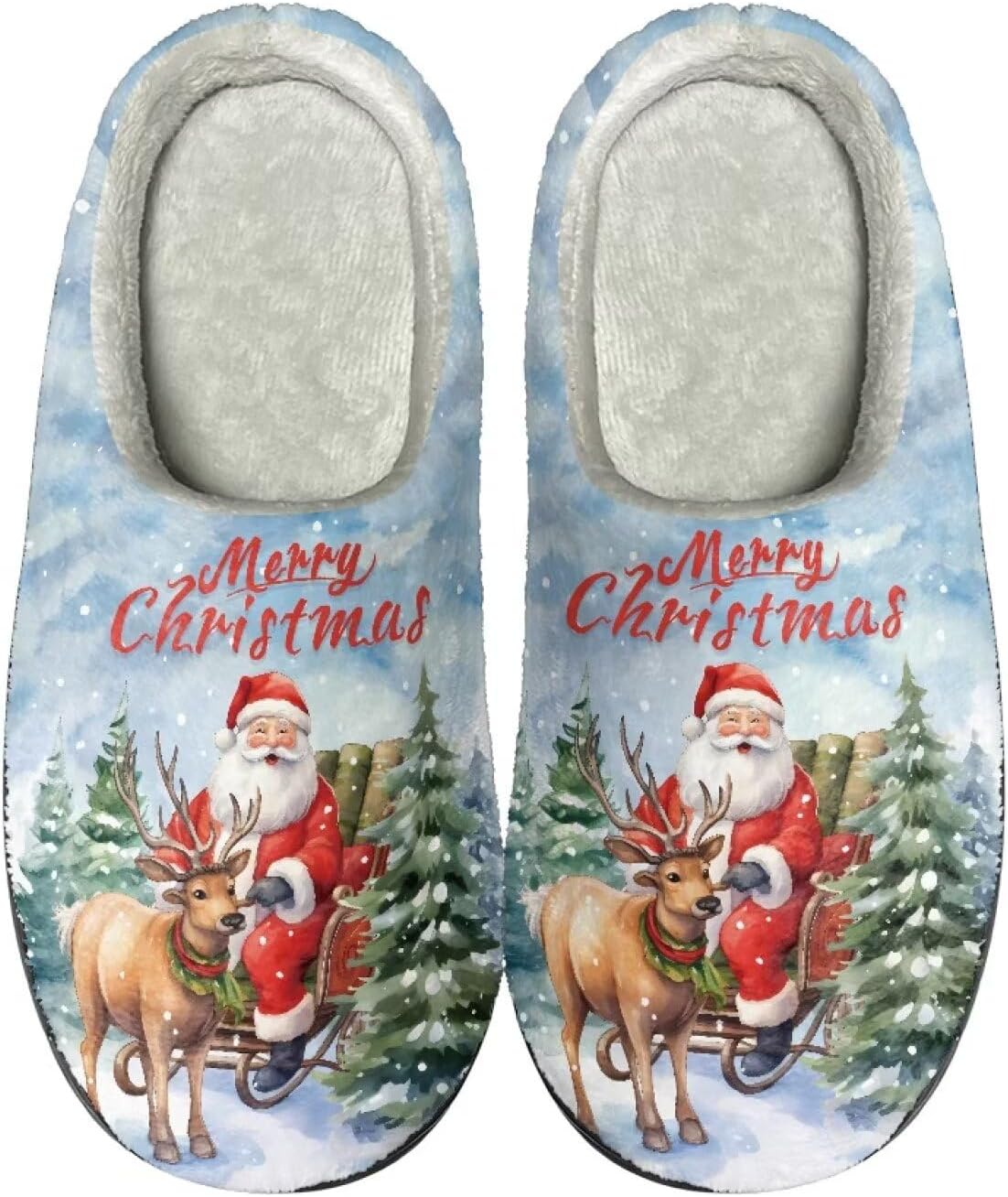 

Тапочки HUIACONG TPR для мужчин и женщин, для дома и улицы, пушистые, унисекс, Merry Christmas Santa Claus Elk