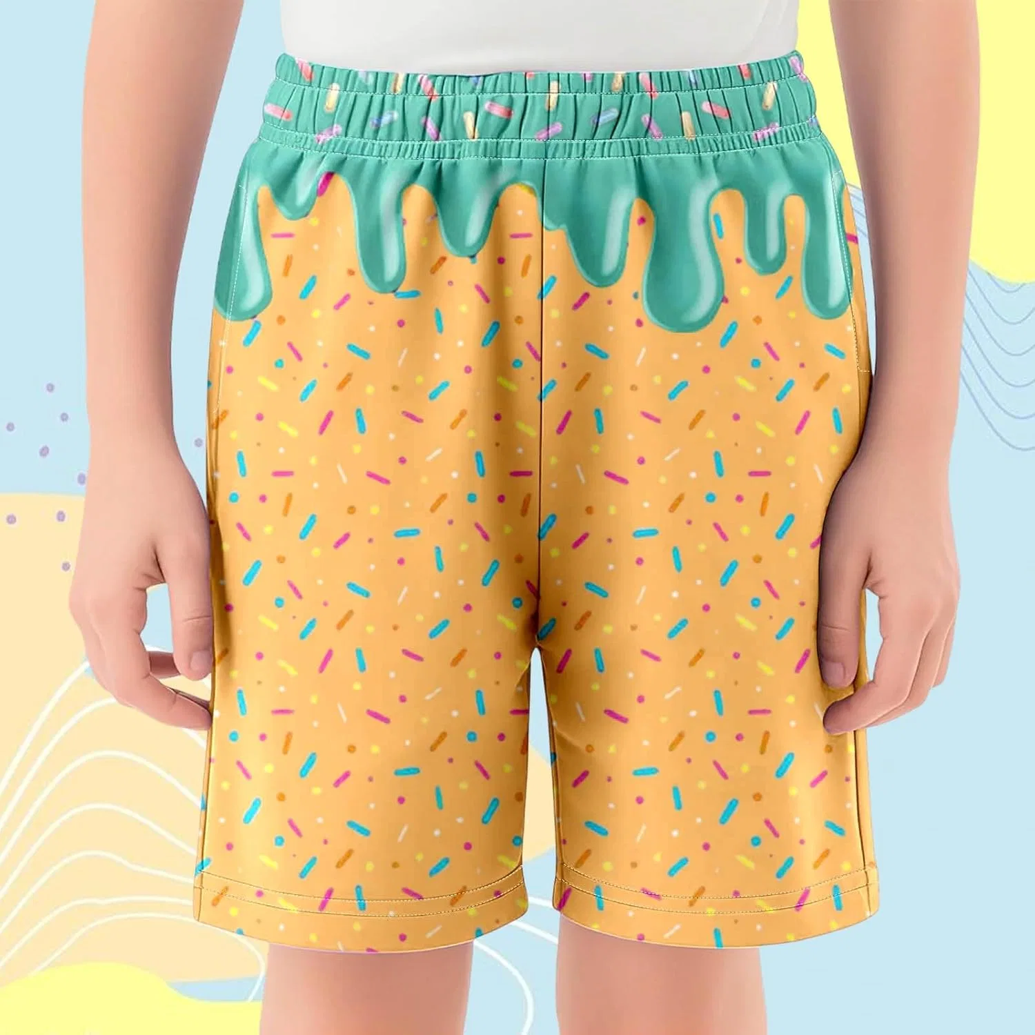 Шорты Active Shorts с принтом мороженого, Generic, цвет 01-green — фото 2