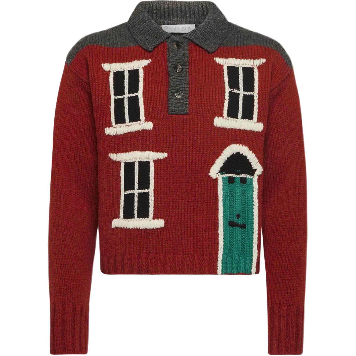 

Поло свитер с интарсией JW Anderson, красный