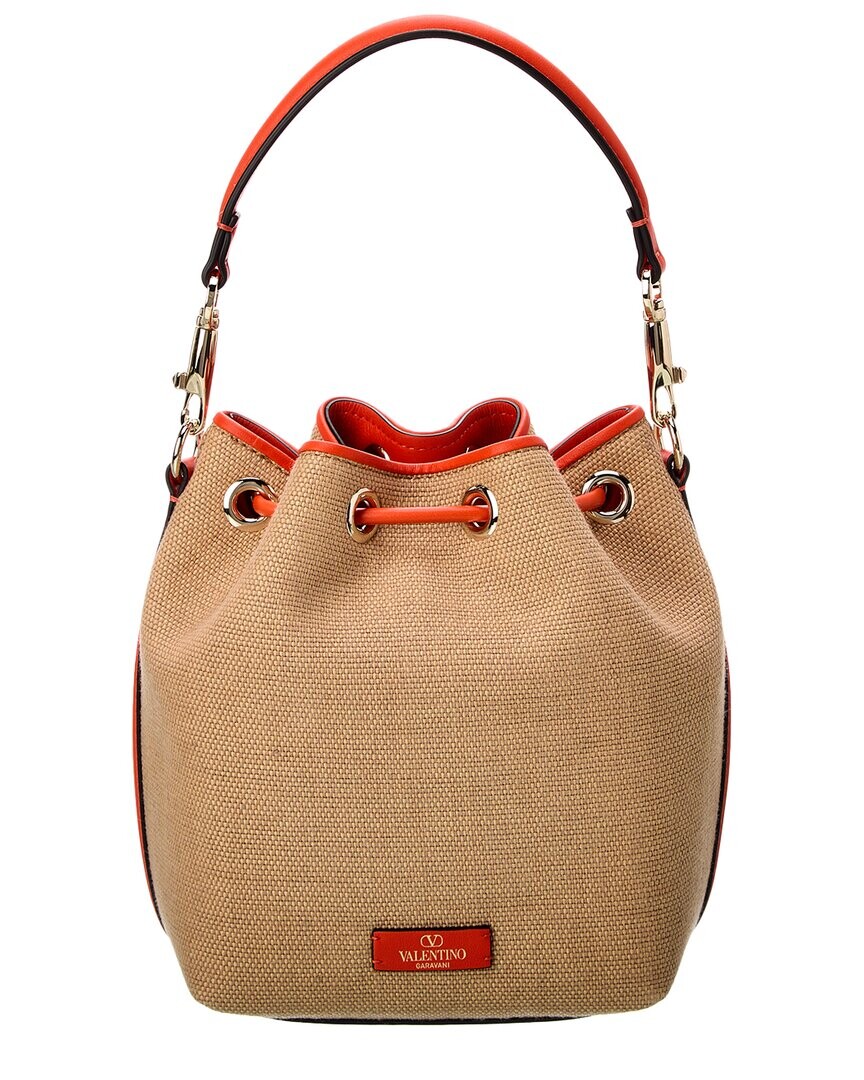 

Сумка-мешок Valentino из ткани и кожи с логотипом VLogo, коричневый