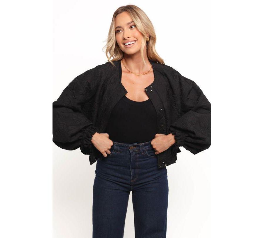 

Женская куртка Yuki с вышитыми цветами в тон - черная, размер L Petal and Pup, Black