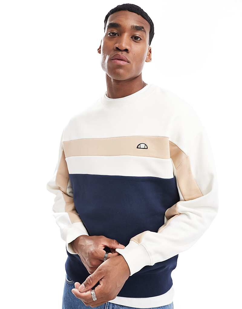 

ellesse – Andorra – толстовка в бело-темно-синюю полоску с логотипом на груди