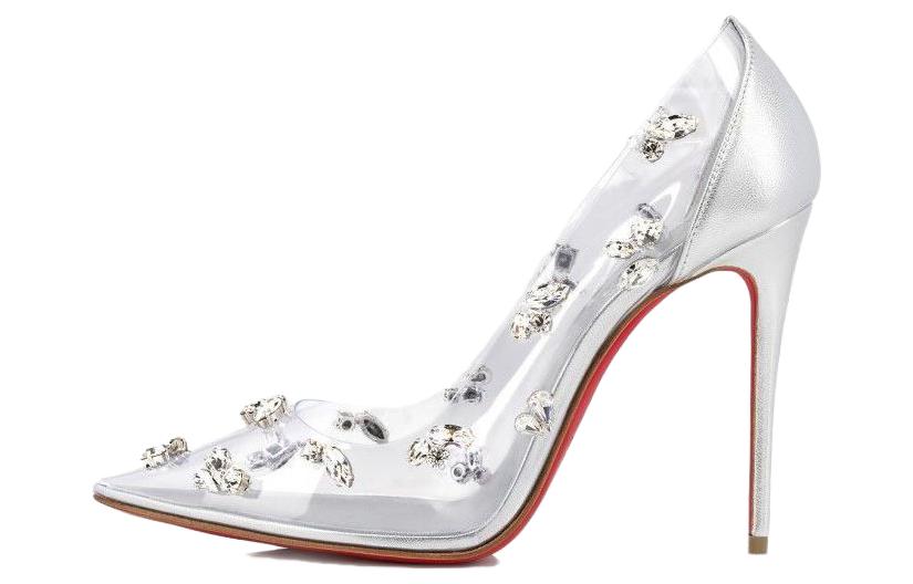 Degraqueen 100mm Прозрачные лодочки Christian Louboutin, серебристый