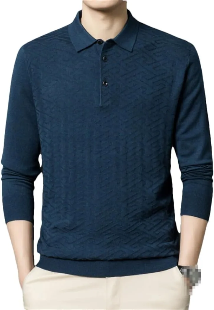 Мужской свитер из шерстяной смеси, осень-зима, утепленный, однотонный, slim-fit