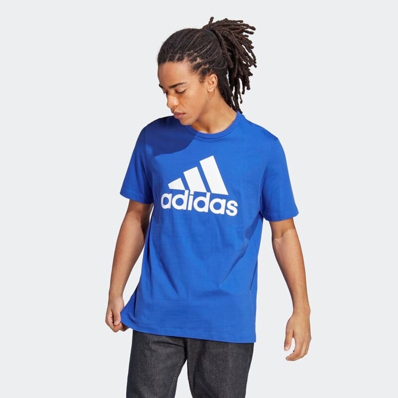 

Мужская футболка Essentials из одинарного джерси с большим логотипом Adidas, синий