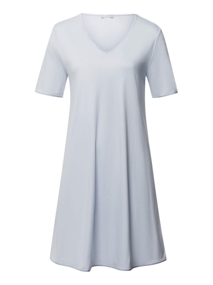 

Ночная рубашка из хлопкового шелка пудрово-голубого цвета Hanro