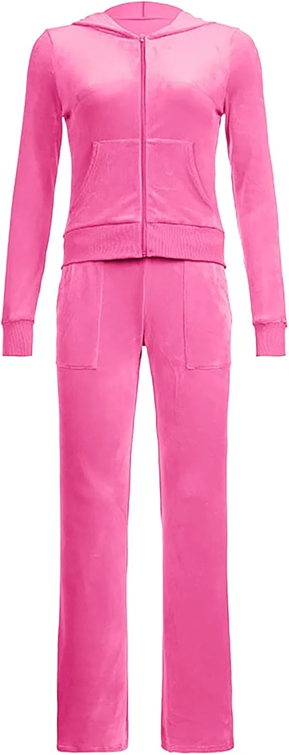 Спортивный костюм велюровый, женский, с принтом сердца, Generic, Pink — фото 3