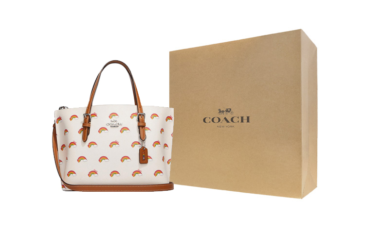 

COACH Сумка-шоппер Mollie Canvas с кожаными вставками, женская, белая, 25